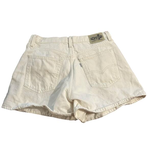 Levi's Silvertab White High Waisted Denim Mom Shorts Womens 30" Waist Cotton - Picture 2 of 5